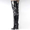TIKENBST Tacchi Donna Stivali Alti alla Coscia Tacchi A Spillo 18CM Stivali Lunghi con Cerniera sopra Il Ginocchio Laccati,Black-44