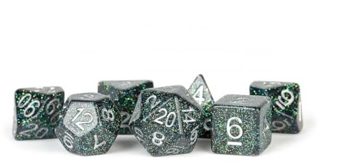 FanRoll by Metallic Dice Games DND-Würfel-Set, 16 mm, Kunstharz, Poly: Astro-Mica, Rollenspiel-Würfel für Dungeons und Drachen