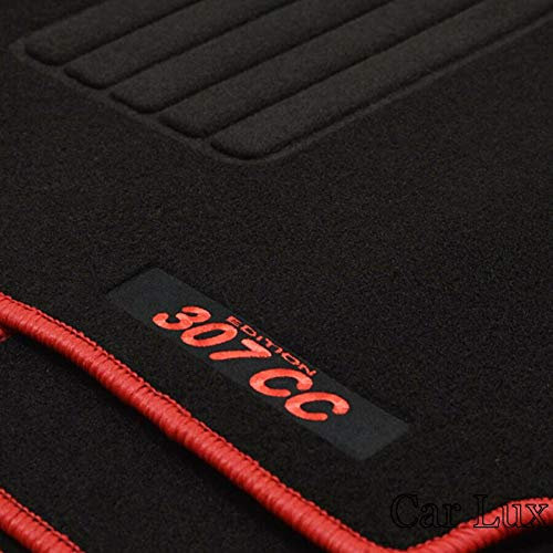 Car Lux AR12617 Tapis de sol sur mesure Peugeot 307 CC à partir de 2001) Edition velours bordure rouge