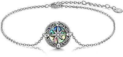 YAFEINI Kompass Armband Sterling Silber Keltischer Knoten Kompass Armband Graduierung Freundschaft Talisman Reise Armband Inspirierende Graduierung Schmuck Geschenke für Frauen
