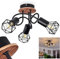 Deckenleuchte Baripada, moderne Deckenlampe aus Metall/Holz in Schwarz/Natur, Leuchte mit Gitterschirmen und Lichteffekt an der Decke, 3-flammig, 3 x E14, ohne Leuchtmittel