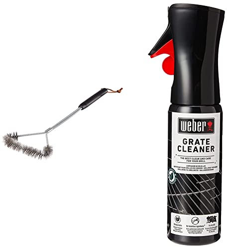 Weber 6493 Cleaning Grill T-Brush, 53 cm Length, Brown & 17875 Grate Cleaner, Black, 5.0 cm*25.0 cm*8.0 cm