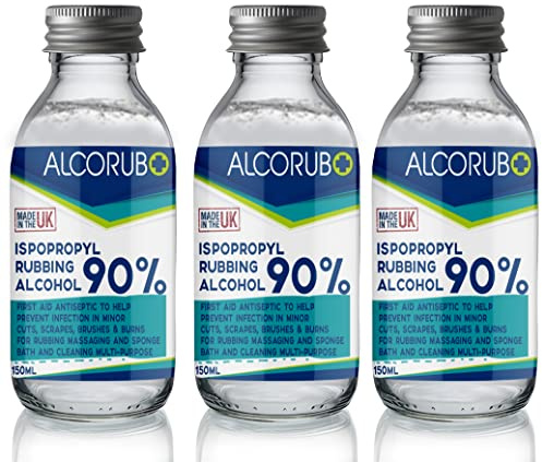 90% IPA Isopropyl Alcohol Pure Rubbing Alcohol Antiseptic Disinfectant 150ml (PACK of 3)