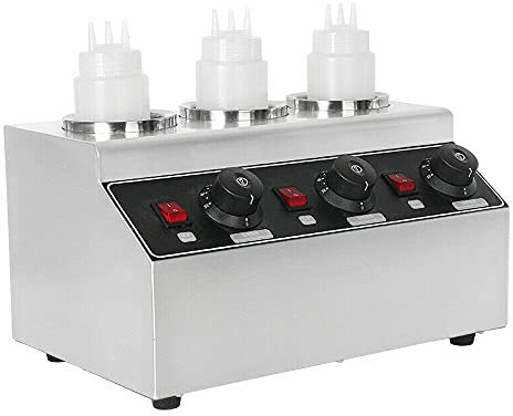 Saucenwärmer Schokoladenwärmer, 30 °C - 85 °C, Mit 3 Quetschflaschen Soßenspender,Edelstahl