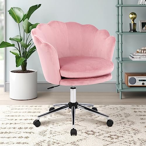 WOLMICS Bürostuhl Ergonomisch,Schreibtischstuhl 150kg aus Samt für Homeoffice,Höhenverstellbarer Drehstuhl mit Gepolsterter,Schminktisch Stuhl für Schlafzimmer