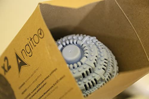 Angitoo Boule de lavage machine à laver - Kit de 2 Balles de lavage avec Filet Lavage - Lessive lavage linge avec Perles en Céramique - Boule à Linge Naturelle - L’alternative économique à la lessive