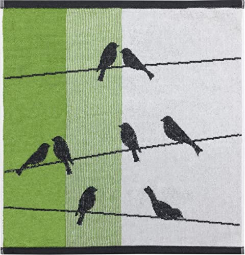 KRACHT Frottee Küchentuch Geschirrtuch Zugvögel Vogelzug grün 50x50cm