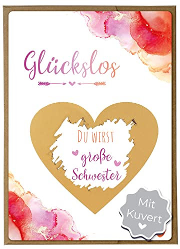 Joli Coon Rubbelkarte Du wirst große Schwester mit Kuvert - Schwangerschaft verkünden große Schwester mit Rubbelkarten