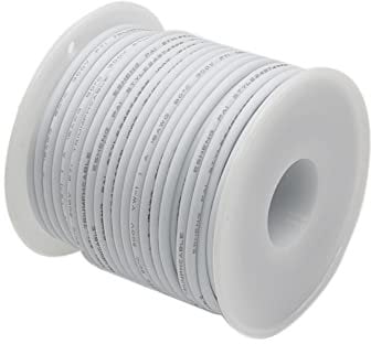 Generisch 1007 Draht und Kabel 28 26 24 22 20 18 1 6AWGPVC. verzinnter Kupfer-elektronischer Spule montiert DIY. Draht und Kabel (Farbe : Weiß, Größe : 22 AWG 50Meter)