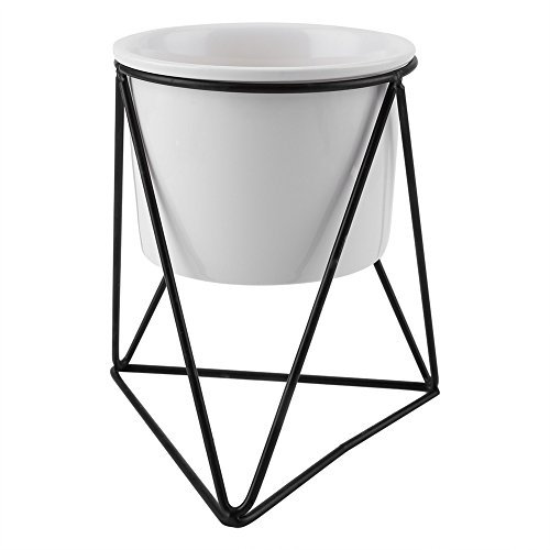 Pflanzenständer, dreieckig, geometrisches Metallgestell, Gartenpflanzenständer, Halter mit Keramik-Blumentopf für Zuhause, Gartendekoration(B.)