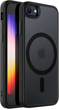tigratigro Cover Magnetica per iPhone SE 2022/2020/8, Compatibile con MagSafe, Custodia Traslucida Opaca Posteriore Sottile Antiurto Protettiva Case, Protezione Antiurto di Grado Militare, Nero