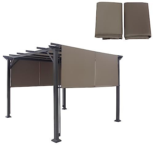 TANGZON 2PCS 495CM x 120CM Universal Replacement Canopy, Rectangular Waterproof UV Block Sun Shade Cover, Outdoor Replacement Top Cover for Pergola Structure (Brown)