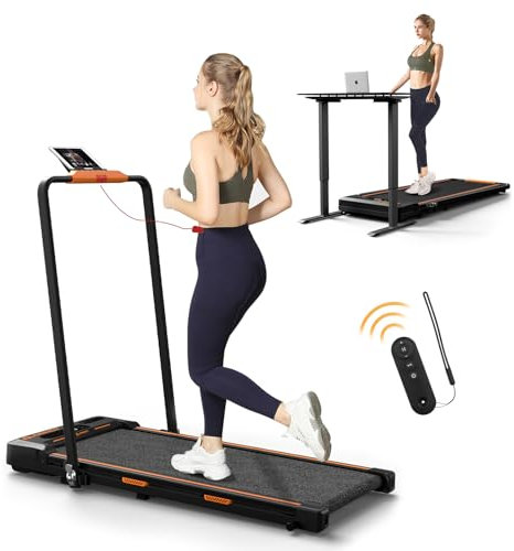 AIRHOT Untertisch-Laufband, 2-in-1-Walking-Pad zum Gehen und Joggen, tragbares Laufband mit Fernbedienungsband für Zuhause/Büro, geräuscharmes 2,5-PS-Tischlaufband mit LED-Anzeige (Schwarz mit Griff)