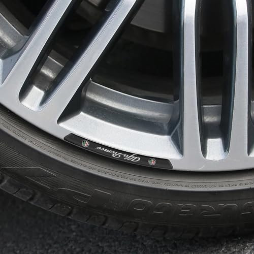 Auto Radnabe gebogen Aluminium Aufkleber Auto Styling Reifen Felgen Emblem Abzeichen für Alfa Romeo Sportiva TZ3 Boera Giulietta 159,Black Style
