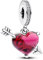 Amuefer Rote Liebe & Pfeil des Amors Charms für Armbänder Dangle Anhänger 925 Sterling Silber Anhänger für Valentinstag Halsketten Schmuck Geschenke für Frauen