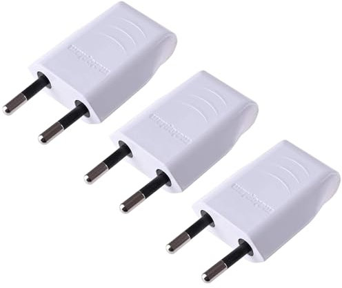 Enchufe Plano, Enchufe 230V, 6A, Enchufe Schuko - Plano, Enchufe Euro, Enchufe de Alimentación - Plano, Euro - Enchufe Plano de 2 pines, Enchufe Plano Europeo, Fácil Instalación, Blanco - 3 piezas