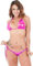 KeyinBox Damen Bikini Set Triangel Bikinioberteil Taille Tanga Dreipunkt Monokini PU Leder Badeanzug sexy Bikini Schwimmanzug Erotische Zweiteiliger Badeanzug 9 Farben (Rosarot)