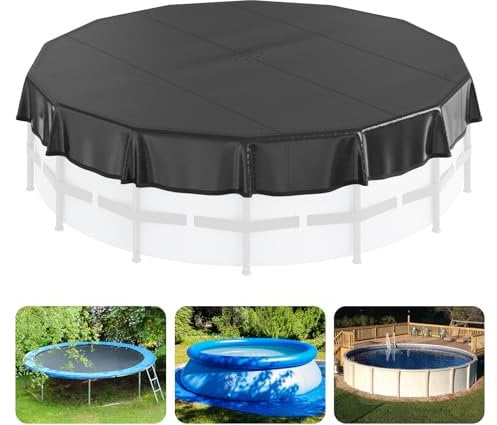 VEVOR 15 Ft Round Pool Cover, Solar Covers for Above Ground Pools, Safety Pool Cover with Drawstring Design, PVC Winter Pool Cover, Waterproof and Dustproof, Black