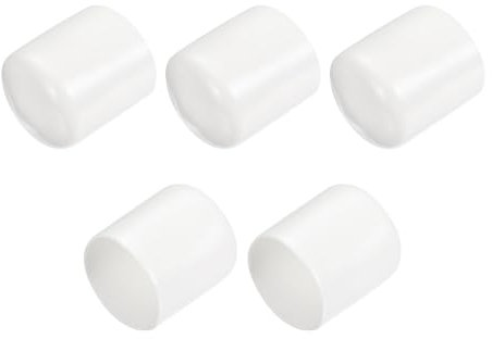 QUARKZMAN 5 Stück Gummi Endkappen 27 mm Kunststoffkappe Gummikappen Schutzkappen Abdeckung Fußkappen für Stuhlbeine Tischbeine Schrauben Bolzen Gewinde Metallstäbe Rohr Zaunpfosten Weiß