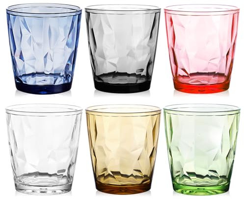 BYZESTY Wassergläser Aus Kunststoff, 6 Stück Kunststoffbecher Bunt, Stapelbar Wassergläser Set, Wiederverwendbar Plastikbecher Trinkbecher, Bunte Trinkgläser Set Für Daheim Party Büro Camping (300ml)