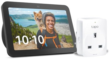 Echo Show 8 (3rd generation) | Charcoal + TP-Link Tapo P110M Smart Plug with Energy Monitoring, Works with Alexa - Smart Home Starter Kit