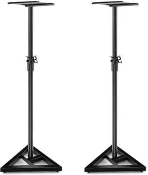 SOARS 2 Piezas Soportes de Altavoz, Regulable en Altura de 97 a 157 cm, Soportes para Monitor de Estudio con Base Triangular, Soporte Acústico de hasta 50 kg, Soporte de Suelo de Metal
