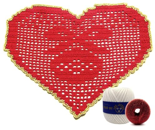 Hakeldeckchen für Weihnachten Weiß und Rot mit Ball aus Baumwolle 29.5x19.5 cm (40NT) - Made in Italy