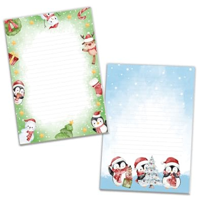 2 Blöcke Weihnachtsmotiv Notizblock Schreibblock Weihnachtsbriefpapier Brief an Weihnachtsmann schreiben liniert Kinder Mädchen Jungen (2 Blöcke/Variante 4 mit je 25 Blätter in A5-Format)