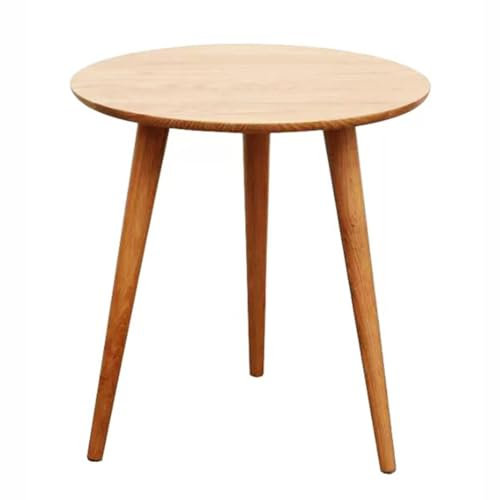 JHAISMAO Rund Modern Beistelltisch Klein Beistelltisch Für Wohnzimmer Modern Akzenttisch Kaffee Beistelltisch Massiv USA Eiche Tisch Für Büro Wohnbereich Küche Mit Massivholzbeinen(Size:70x70x60cm)