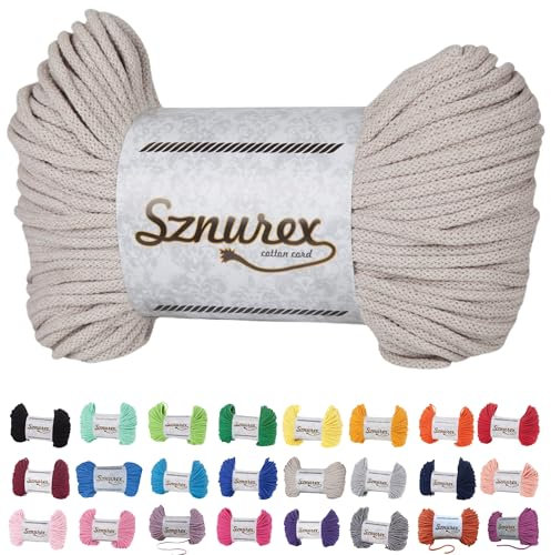 Makramee Garn 5mm x 100m Baumwollschnur Perfekt für DIY, Garn für Makramee-Schnur über 50 Farben Oeko-TEX Zertifiziert - Baumwollkordel (Natural, 5mm/100 Meter)