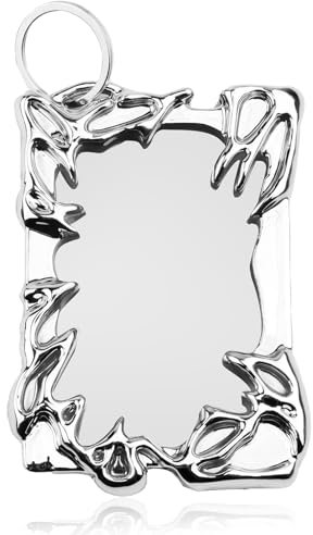Cadre irrégulier en plastique galvanisé - Porte-badge - Porte-badge - Porte-badge - Porte-carte, Porte-Clés Détachable, Idéal pour Cartes de Visite, Photos, et Badges - Design Argenté Unique - 1 Pièce