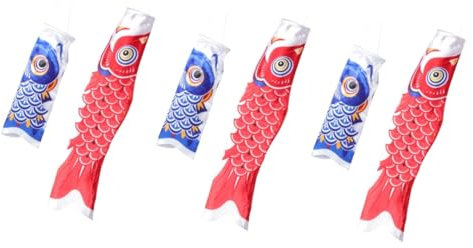 BESPORTBLE 3 Sätze Japanischer Karpfen-Streamer Fallen Windsäcke Dekorativer Fisch-windsack Hängende Dekorationen Für Den Außenbereich Vogel-Windspiel Fischfahne Haken Pole Satin- 2 Stück * 3