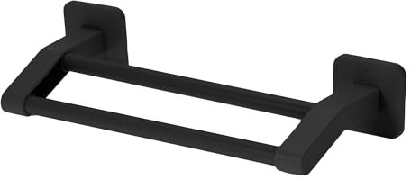 CAPASTEC Porta Asciugamani Autoadesivo, 30cm Doppie Barre Porta Asciugamani, Supporto per Asciugamani da Parete Senza Foratura per Incollaggio per Bagno Camera da Letto Cucina, Nero