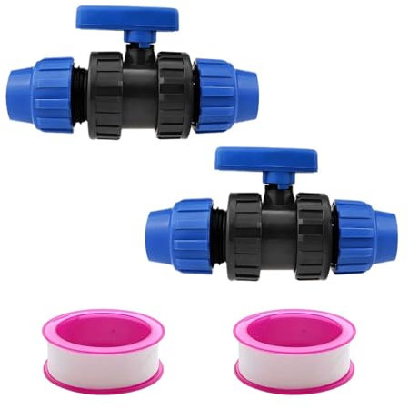 LNGJIN PP-Verbinder,Ø32 Fitting,PP Fitting 32mm,Ø32 Fitting Klemmverschraubung PVC Kugelhahn,Wasserleitungs-Direktanschlussschalter,Kugelhahn für landwirtschaftliches Bewässerungsventil (1)