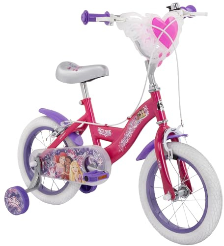 Huffy Disney Prinzessin 14 Zoll Mädchen Fahrrad Rosa für Alter 4-6 ft Rupunzel, Cinderalla und mehr