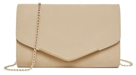 Miss Lulu Damen Umschlag Clutch Elegant Abendtasche Brauttasche Umschlag Clutch Tasche Handtasche mit Kette für Hochzeit Party Prom Helles Khaki