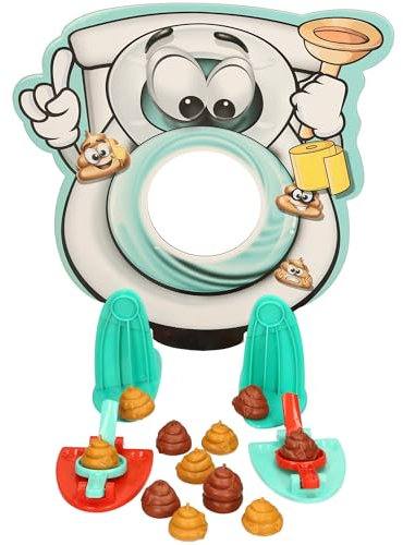 Shoot the Poop Toilet Game, Toilet Aiming Target Game for Children, Novelty Toy with 12 Poops, 2 Launchers &1 Target, Family Party Game