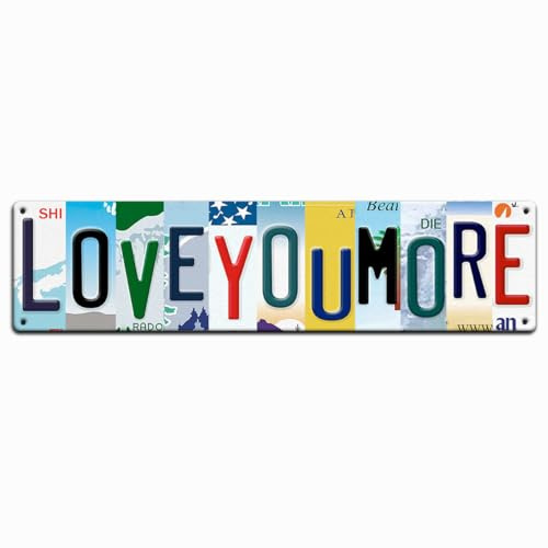 I Love You More Metal Tin Sign - Romantic Vintage Wall Art for Above Door, Bedroom, Living Room - Decorative Metal Sign for Weddings & Anniversaries 16 x 4 Inch