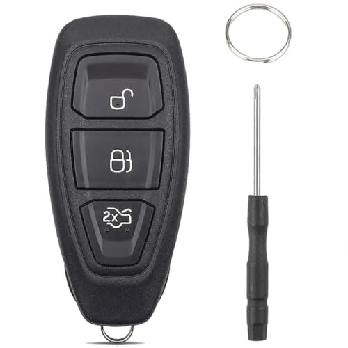 Chaexii Ford Kuga Key Fob,Key Case for Ford Focus Key Cover for Ford Mondeo Key Fob for Ford C-max Key Shell for Ford Fiesta Car Keys for Ford Key Accessories with Keyring & Screwdriver
