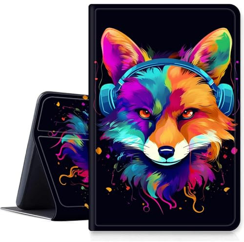 Case for Amazon Fire HD 10 and 10 Plus Tablet (13th/11th Generation, 2023/2021 Release) 10.1 PU Leather Smart Protective Cover with Auto Sleep/Wake for Fire HD 10 2023,Fox Listen Music