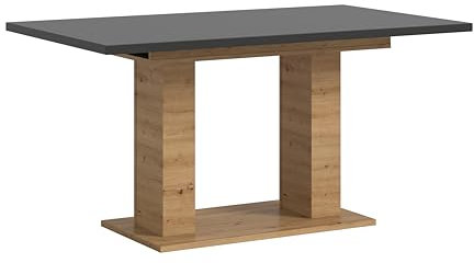 xonox.home Tisch Motion X4AE3T78 Ausziehbarer Esstisch in Artisan Nb. und grau Nb. mit Doppelsäulen-Fußgestell, ca. 150-190x76x90 cm