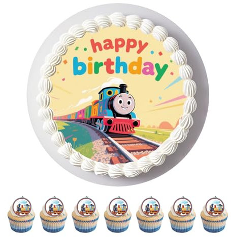 Anemowind 11 Stück Essbare Zug Kuchen Topper Zug Geburtstagskuchen Dekorationen Zug Party mit Reispapier Cupcake Dekorationen, Kinder Geburtstagskuchen Dekorationen