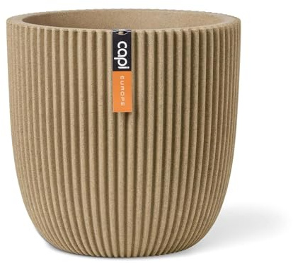 Capi Europe - Topf Kugel Groove NL - 35x34 - Beige - Blumentopf für den Innen- und Außeneinsatz - Übertopf - Pflanztopf - Pflanzgefäß - Kunststoff - KGVBE932