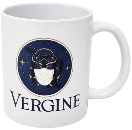 CUCUBA Tazza Mug in Ceramica Design Artistico Segno Zodiacale Vergine per Colazione Merende 36cl