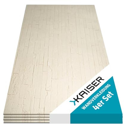 Kaiser Wandverkleidung 120 x 60 cm - Wandpaneel in Steinoptik beige - wasserfest, leicht, selbstmontage - 4 Stück