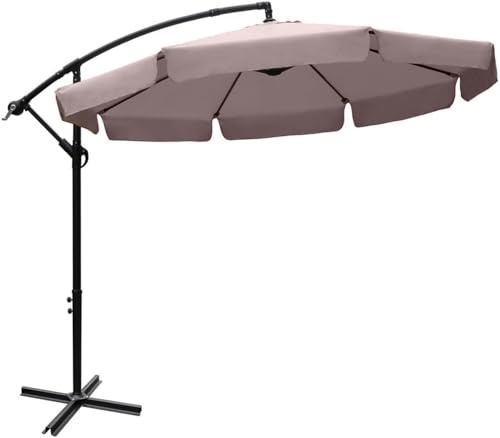 Ombrellone da Giardino a braccio Ø mt. 3X3 Decentrato in Acciaio da Esterno, con antivento, per Arredo Giardino, Terrazza, Balcone- Palo Antracite Telo Beige