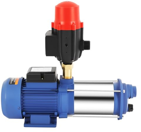 2500W Hochdruck Gartenpumpe, Zentrifugal Wasserpumpe mit Druckschalter, 66.7L/Min Edelstahl Jetpumpe, 230V Selbstansaugend Kreiselpumpe, Max Förderhöhe 100m, IP44 Schutzgrad, für Bewässerung Teich Hof