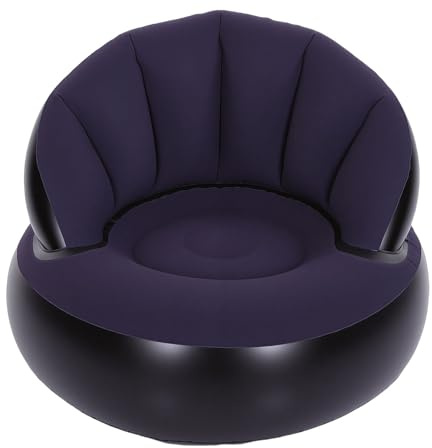 Smandy Canapé à Air floqué, Fauteuil Poire Gonflable en PVC avec Dossier pour Camping Voyage Pique-Nique Plage (Bleu foncé)