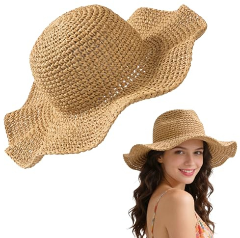 Sombrero de Paja Mujer, Sombrero Mujer Verano, Sombreros Playa Mujers, Sombreros Verano Mujers, Accesorios de Verano para Playa, Vacaciones, Viajes y Actividades al Aire Libre