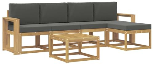 vidaXL Outdoor-Sofagarnitur mit Kissen 6 pcs Weiß und Anthrazit, Garten-Couch, modernes Sofa-Set für draußen, langlebige Möbel, Coole Terrasse, stilvolles Loungen im Freien